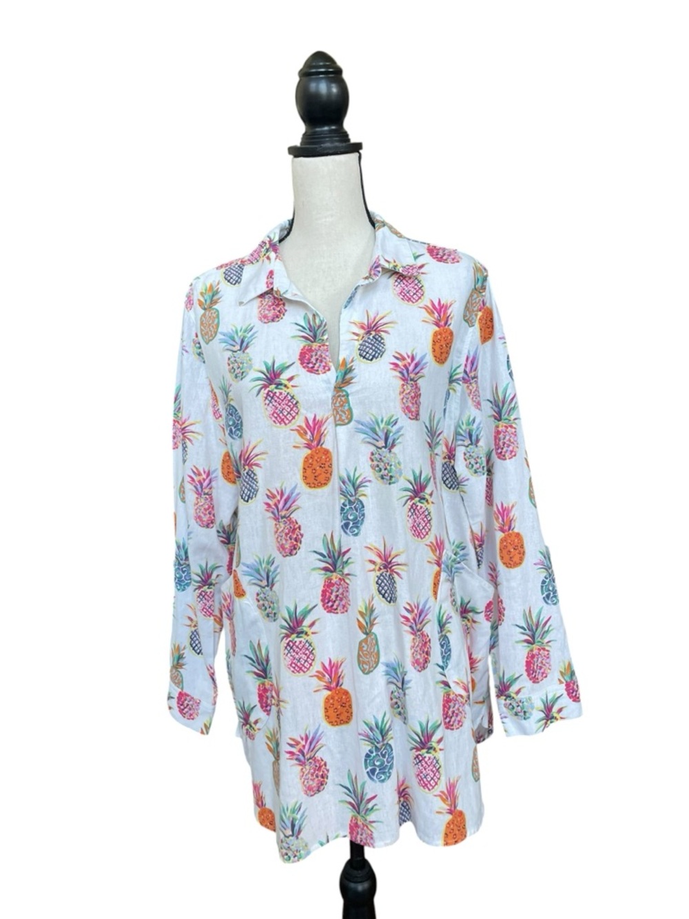 Sigrid Olsen Pineapple Print Linen Shirt